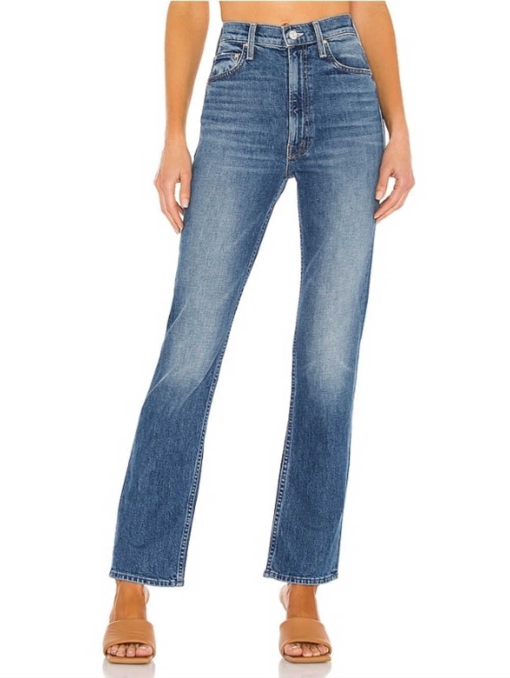 MOTHER Women's Straight Leg Jeans in Medium Blue Wash